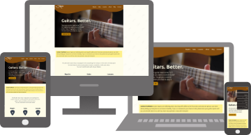 JR Guitar website displayed on 4 types of devices